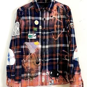 preloved + remixed up cycled flannel plaid button down shirt